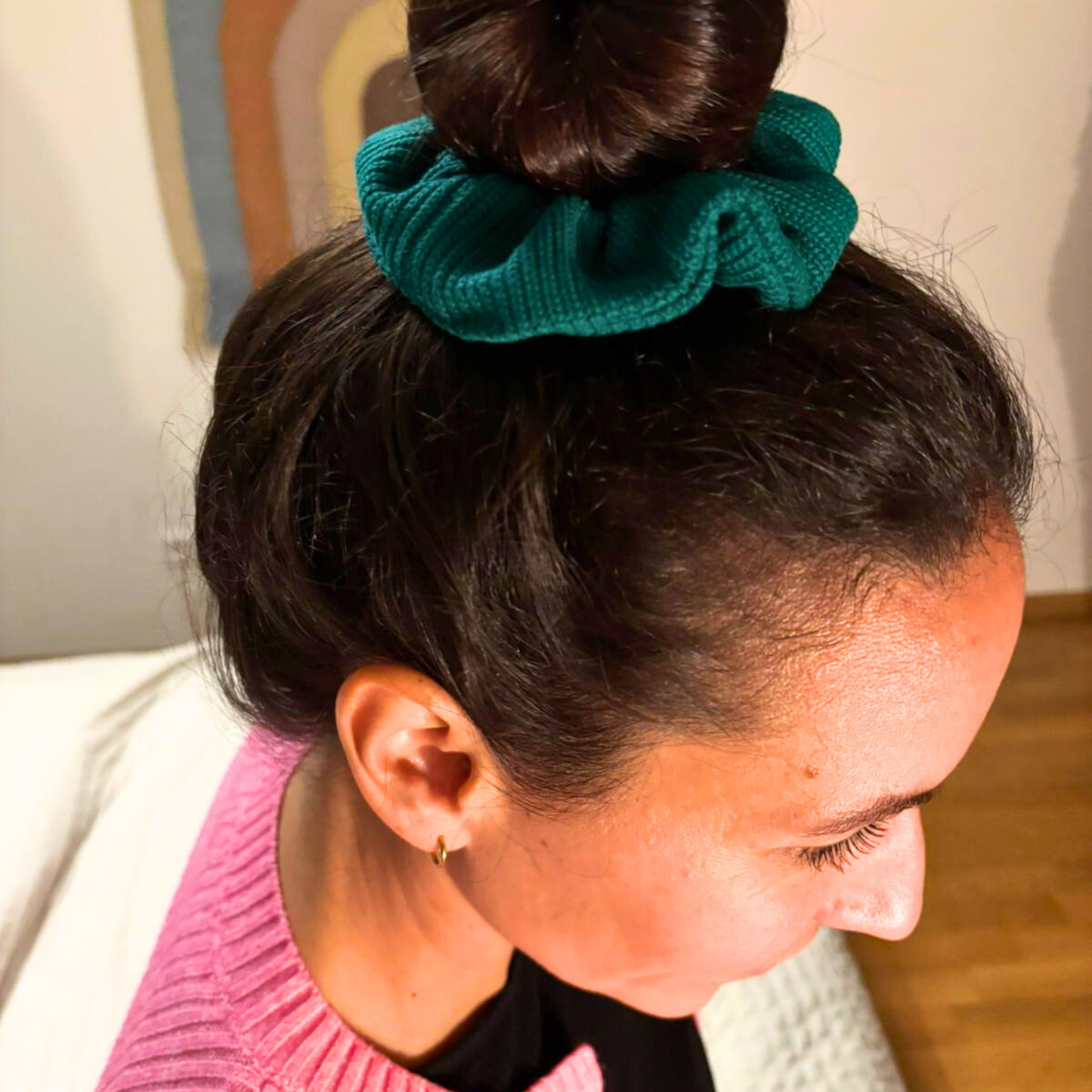Scrunchie "Baumwollstrick Grün"