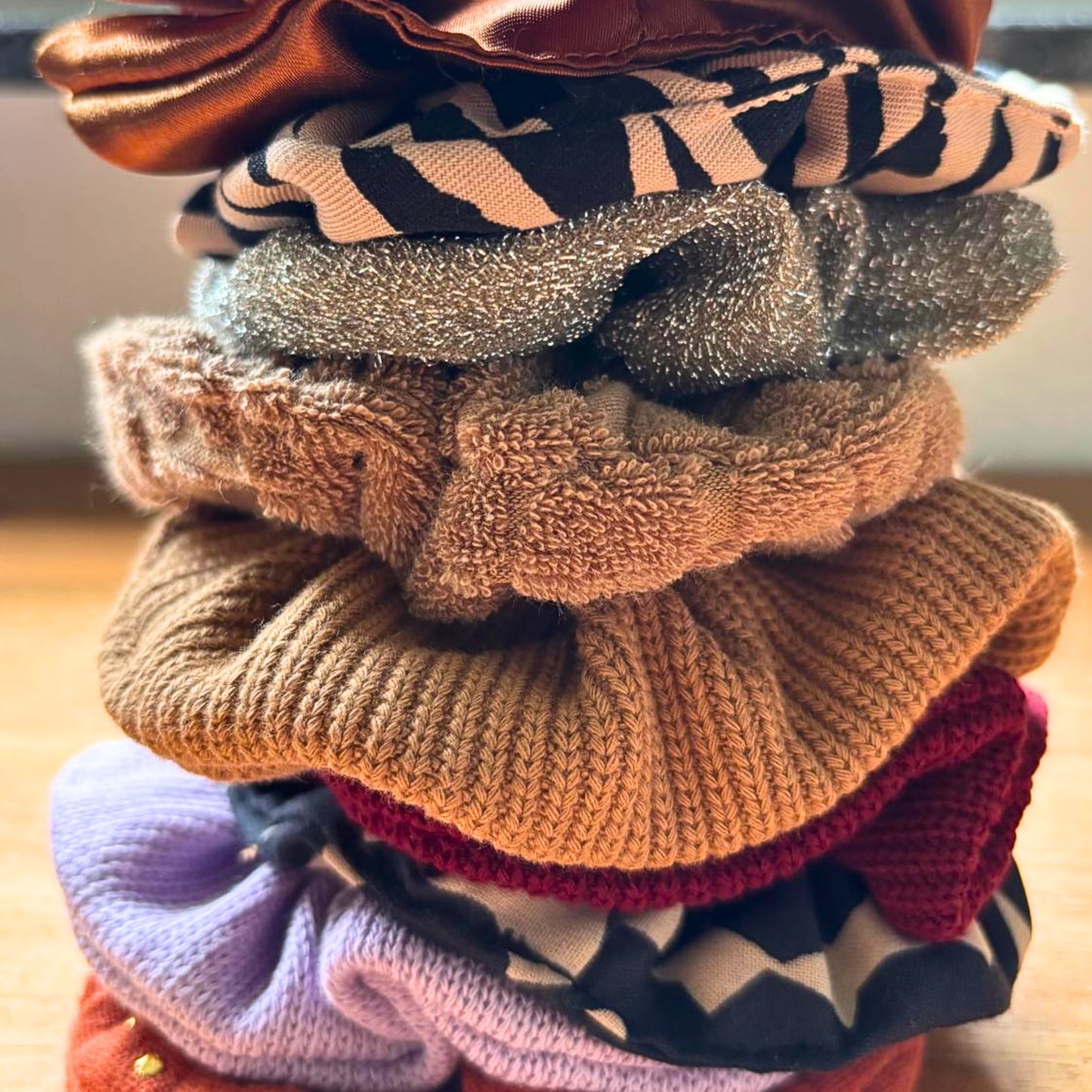 Scrunchie "Baumwollstrick Hellbraun"