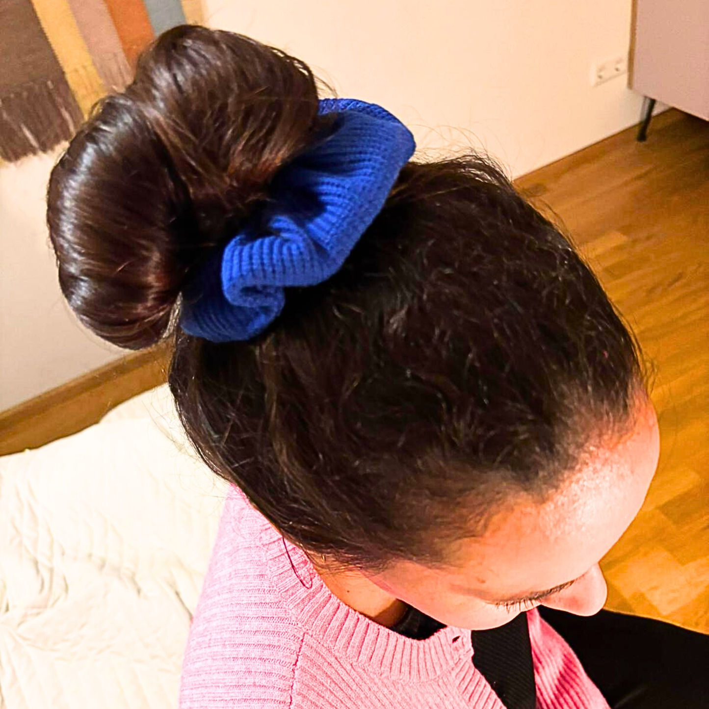 Scrunchie "Baumwollstrick Royalblau"