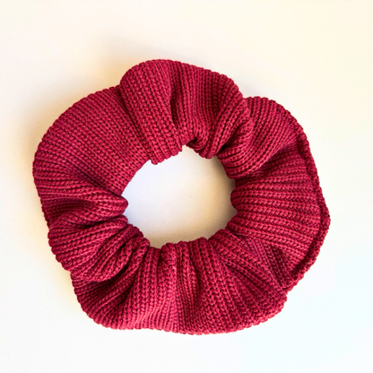 Scrunchie "Baumwollstrick Bordeauxrot"
