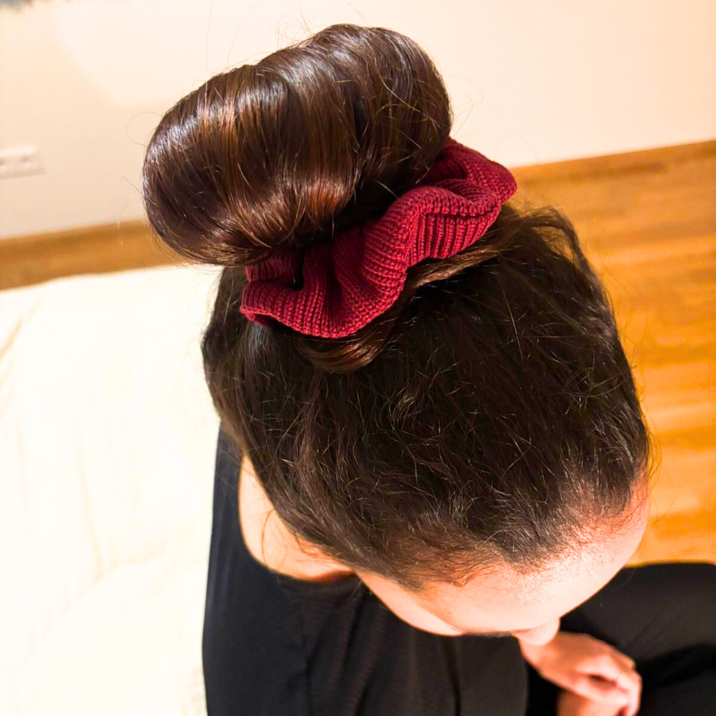 Scrunchie "Baumwollstrick Bordeauxrot"