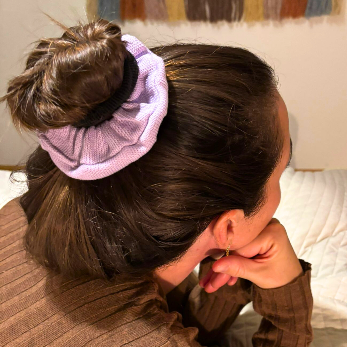 Scrunchie "Baumwollstrick Flieder"