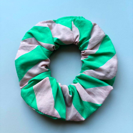 Scrunchie "Grün/Rose Streifen"
