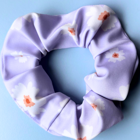 Scrunchie "Blumen flieder" (aus Lycra=perfekt für Strand, Schwimmbad & See) (Kopie)